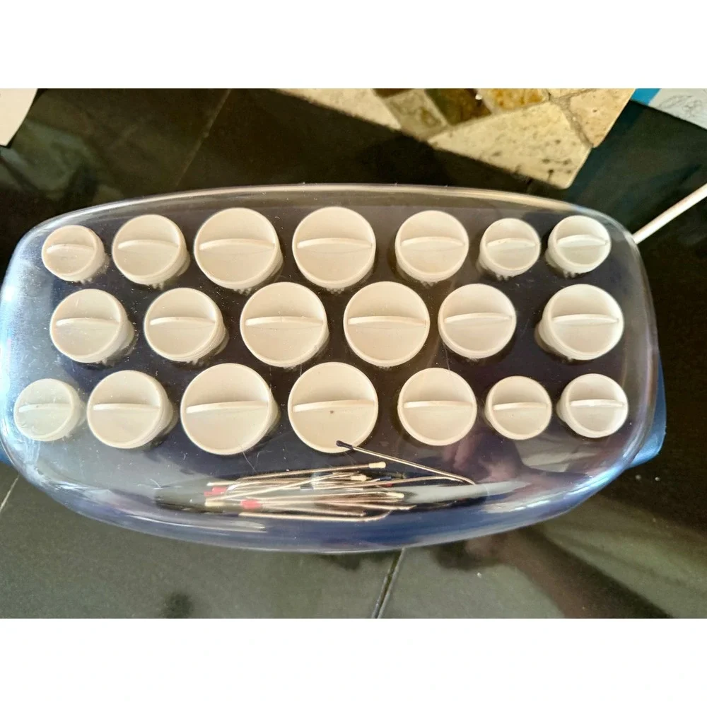 Vidal Sassoon Hot Hair Roller Set 20 Multi-Size Rollers Blue White with Clips